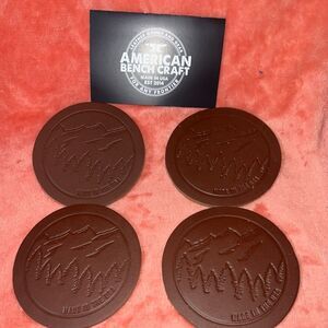 AMERICAN LEATHER BENCH CRAFT COASTERS set of four. NEW